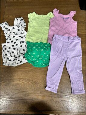Baby Clothes Bundle 12M Carter's Cat & Jack Bodysuit Top‎ Bloomer Pants Set
